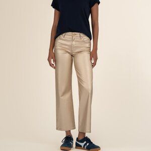 Kut from the Kloth Charlotte Metallic Coated High Rise Wide Leg Size 88 / Gold